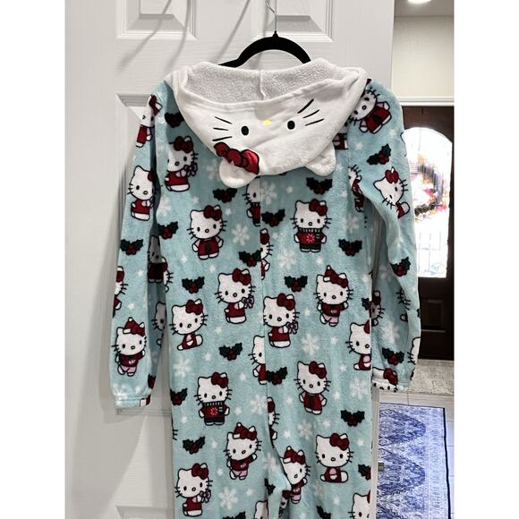 Hello Kitty Womens Union Suit One Piece Pajamas Jumper Christmas Sz S Blue - Picture 7 of 9